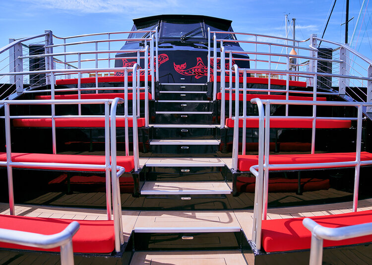 Lower deck seating on the Salish Sea Tours boat